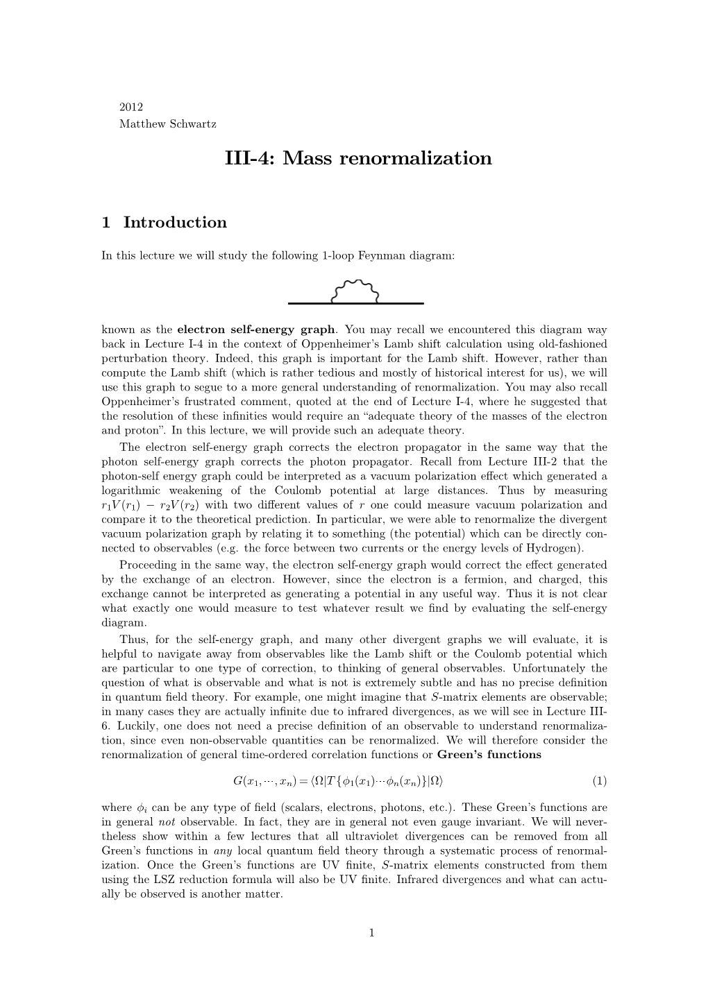 III-4: Mass Renormalization