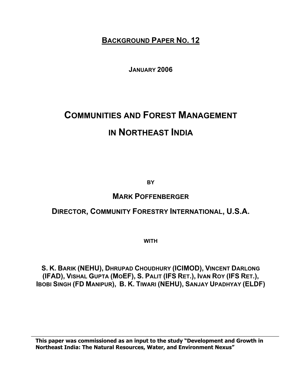 Communities and Forest Management in Northeast