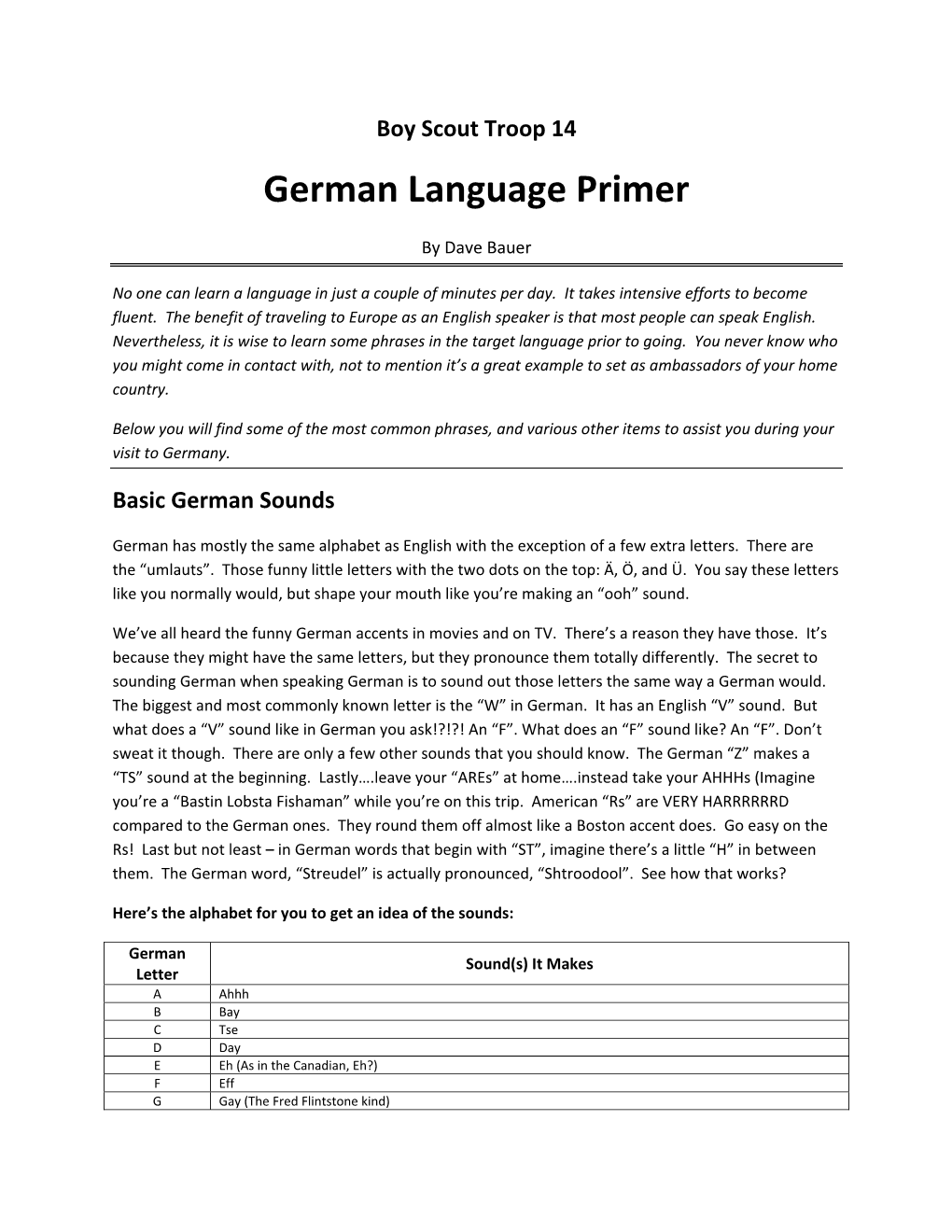 German Language Primer