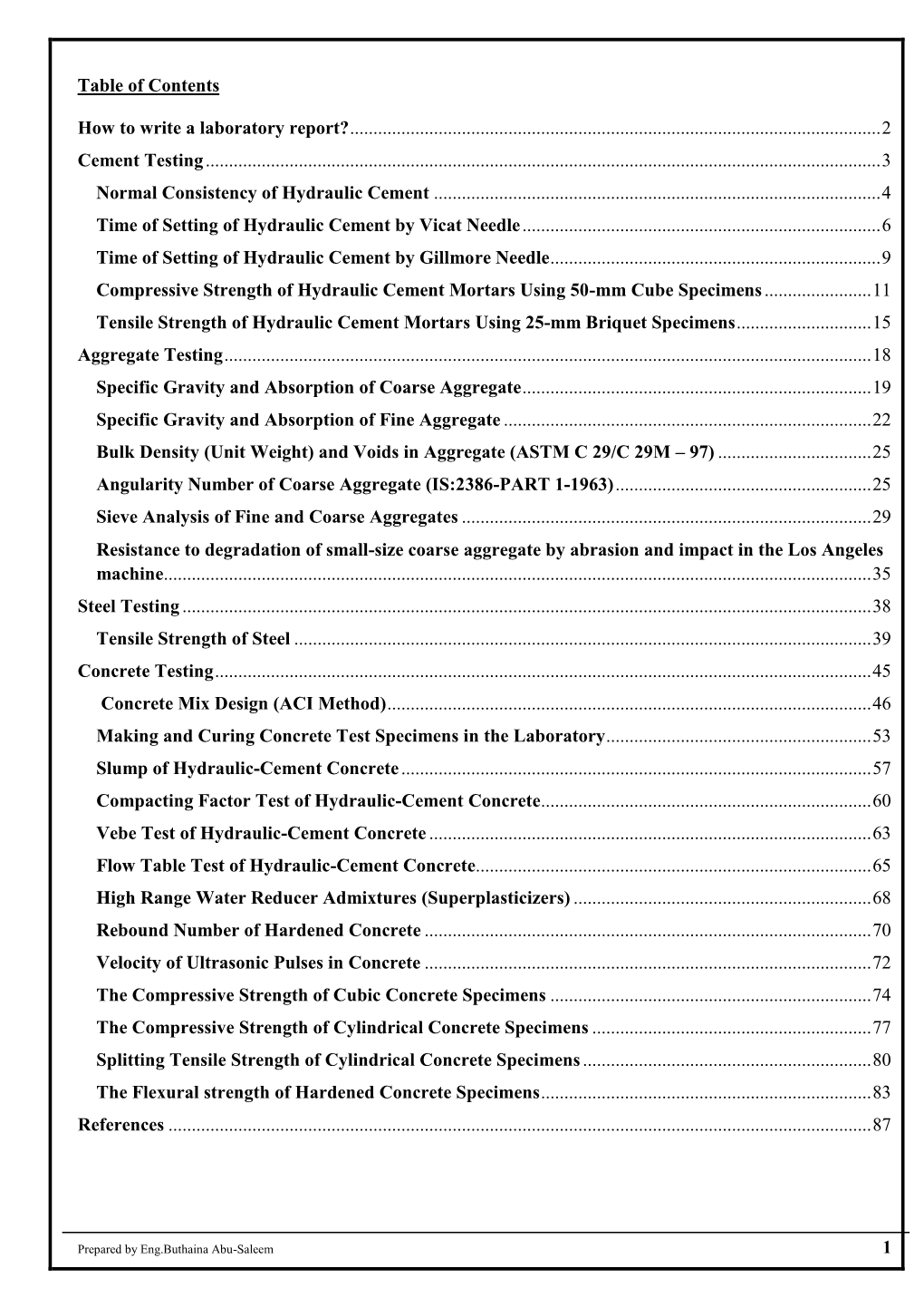 1 Table of Contents How to Write a Laboratory Report?