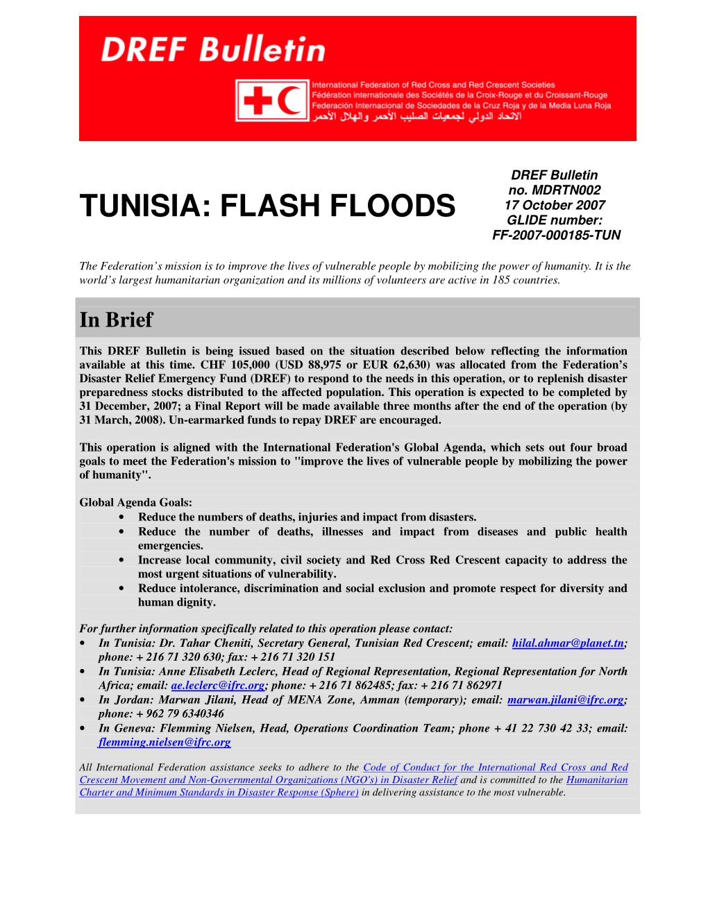 FLASH FLOODS 17 October 2007 GLIDE Number: FF-2007-000185-TUN