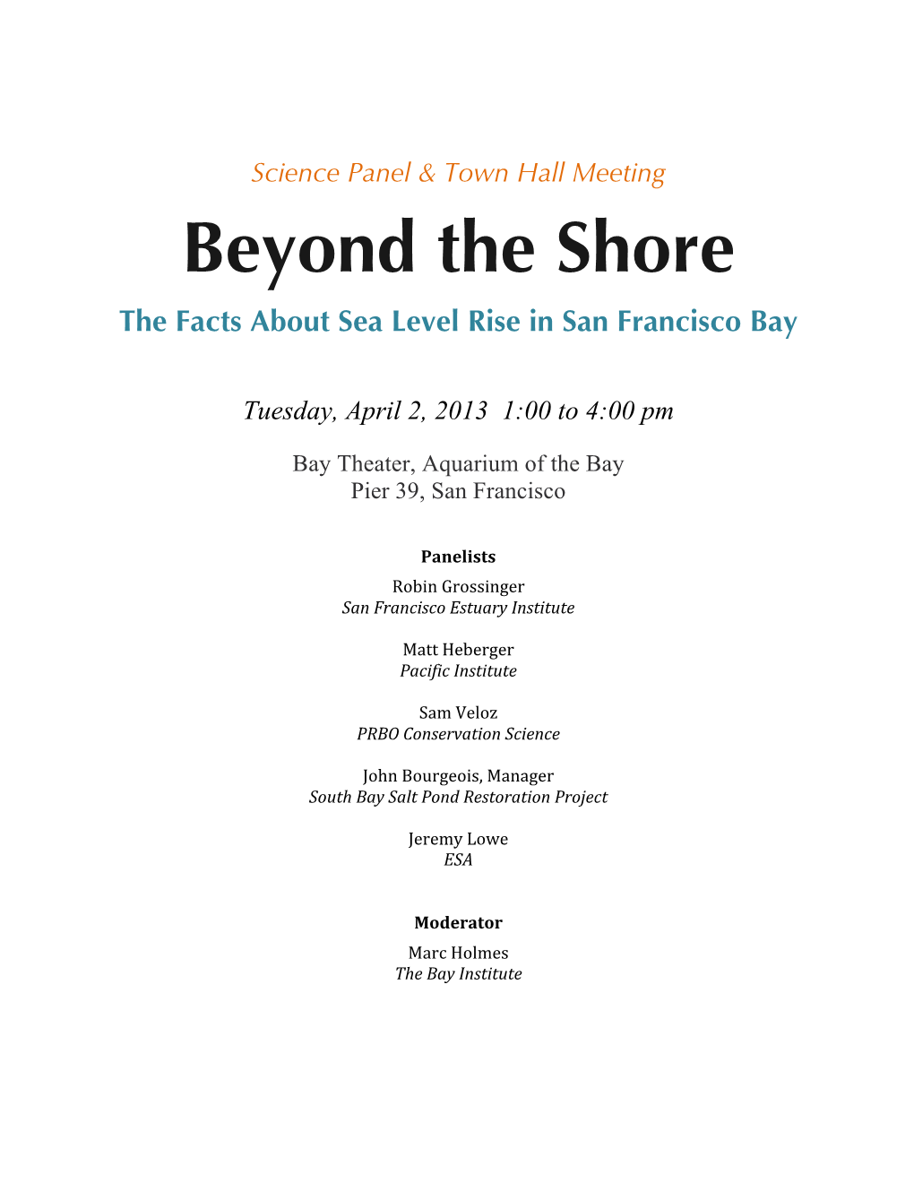 Beyond the Shore the Facts About Sea Level Rise in San Francisco Bay