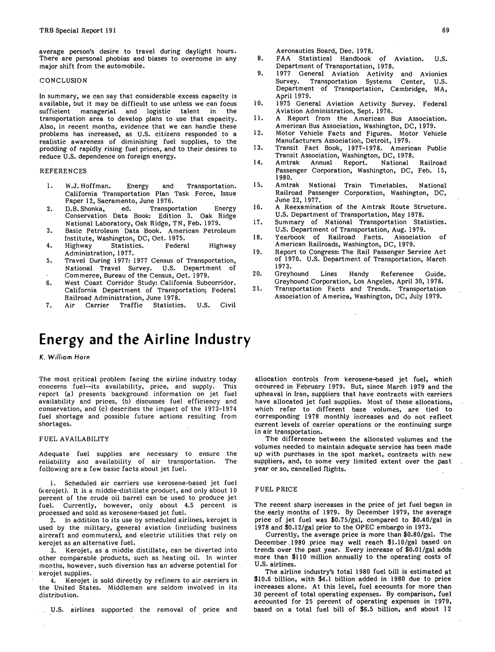 Energy and the Airline Industry