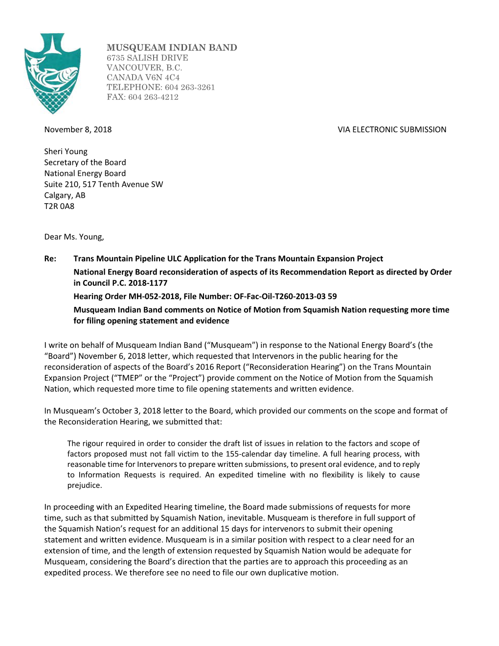 Comments on Squamish Nation Notice of Motion (00473204.DOCX;1)