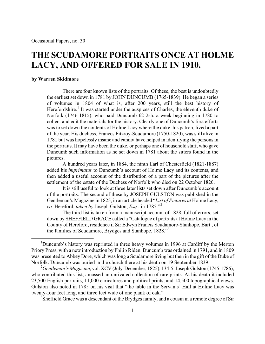 The Scudamore Portraits Once at Holme Lacy, and Offered for Sale in 1910