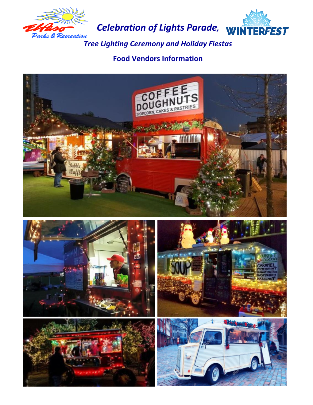 Celebration of Lights Parade, Tree Lighting Ceremony and Holiday Fiestas Food Vendors Information