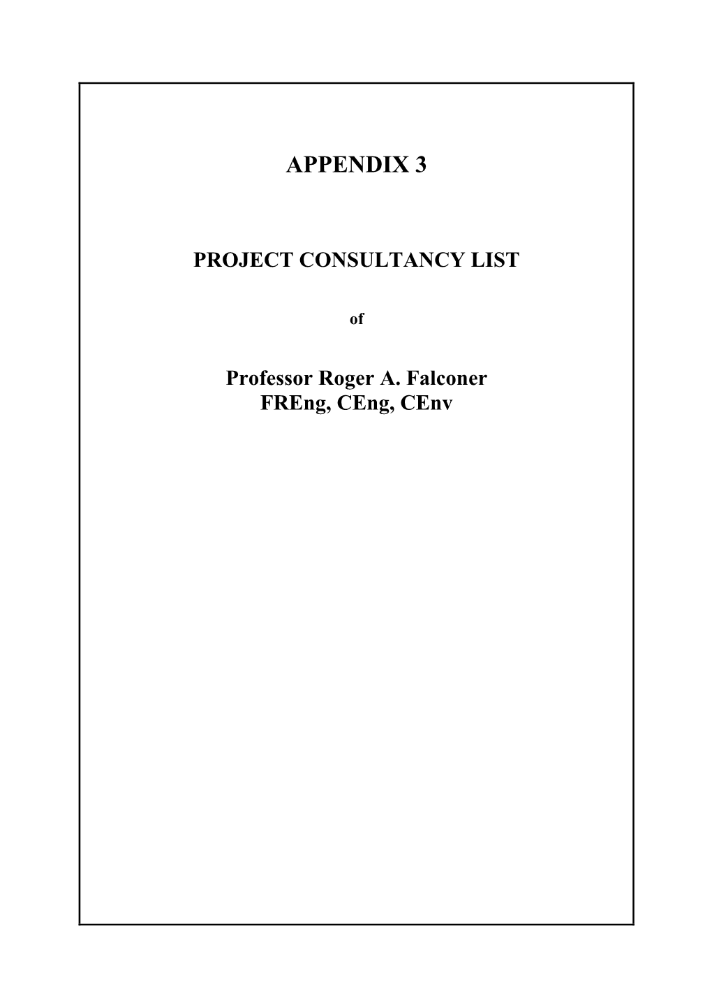 Project Consultancy List