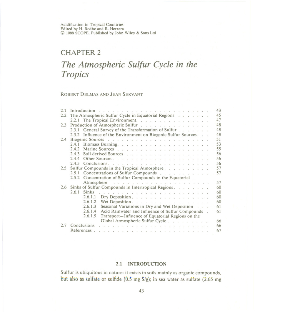 Chapter 2. the Atmospheric Sulfur Cycle in the Tropics