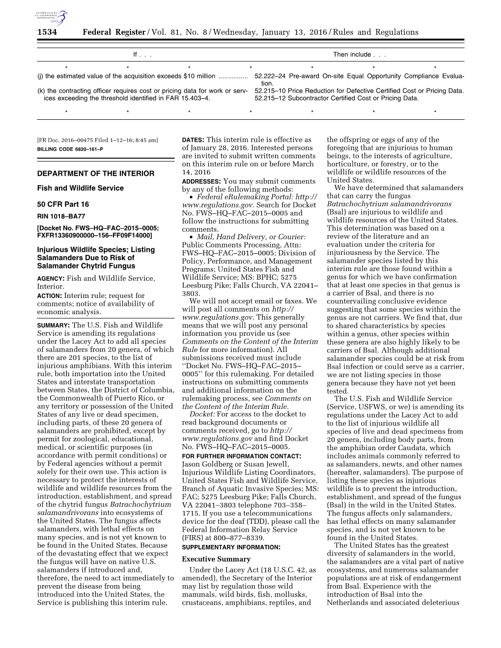 Federal Register/Vol. 81, No. 8/Wednesday, January 13, 2016