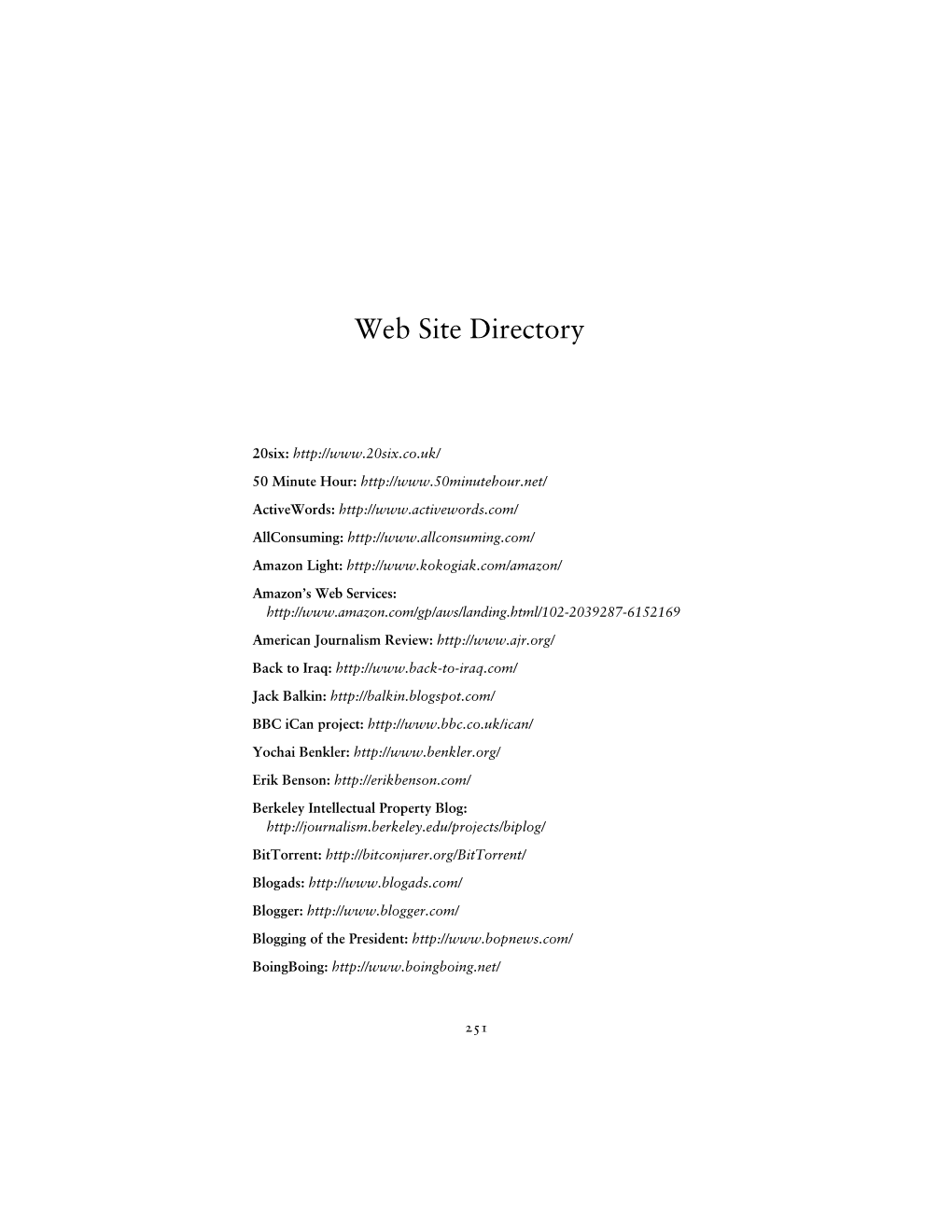 Web Site Directory