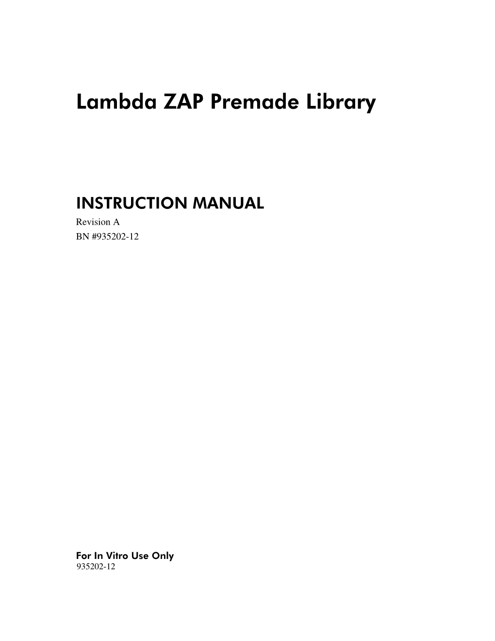 Manual: Lambda ZAP Premade Library