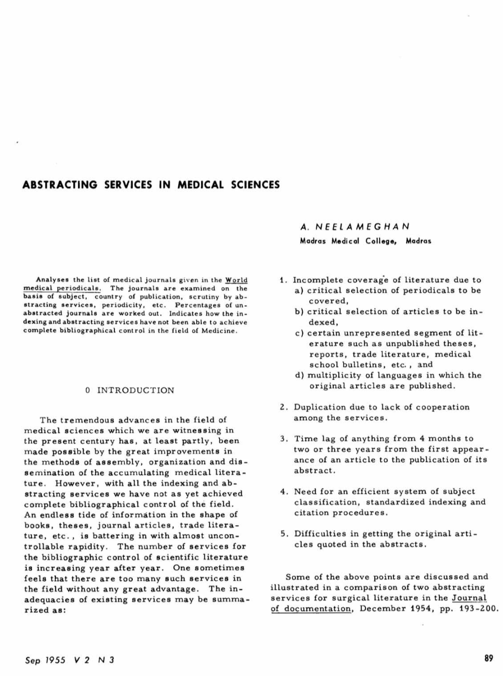 Abstracting Services in Medical Sciences 89