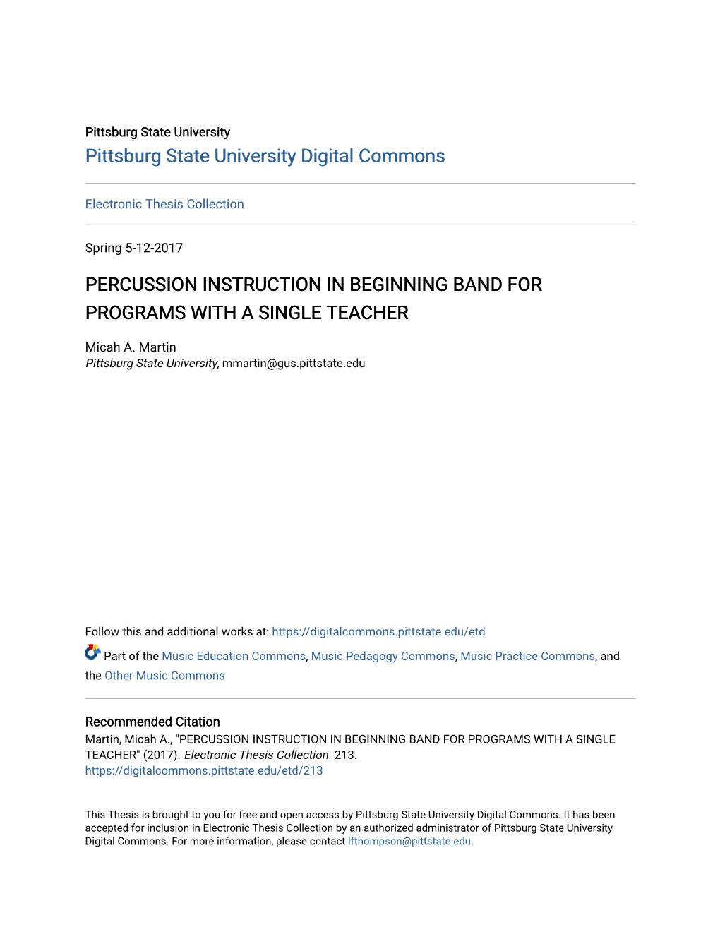 Percussion Instruction in Beginning Band for Programs with a Single Teacher