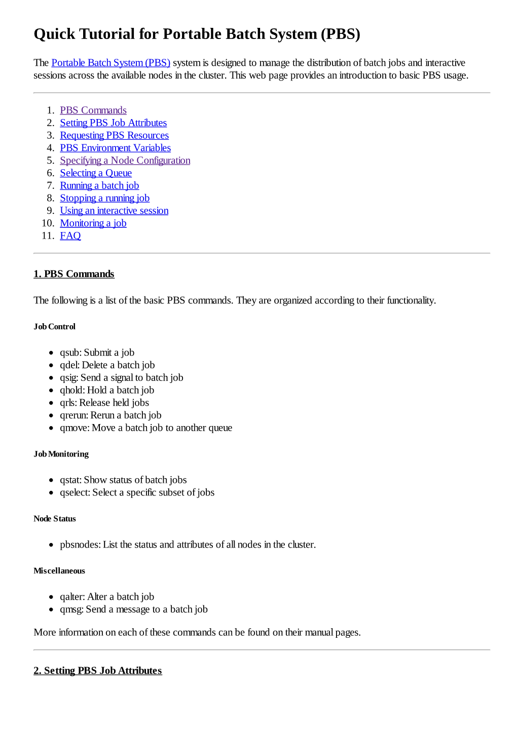 Quick Tutorial for Portable Batch System (PBS)