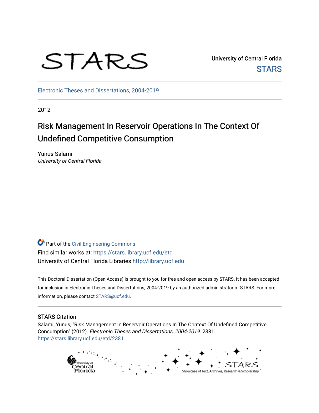 Risk Management in Reservoir Operations in the Context of Undefined Competitive Consumption