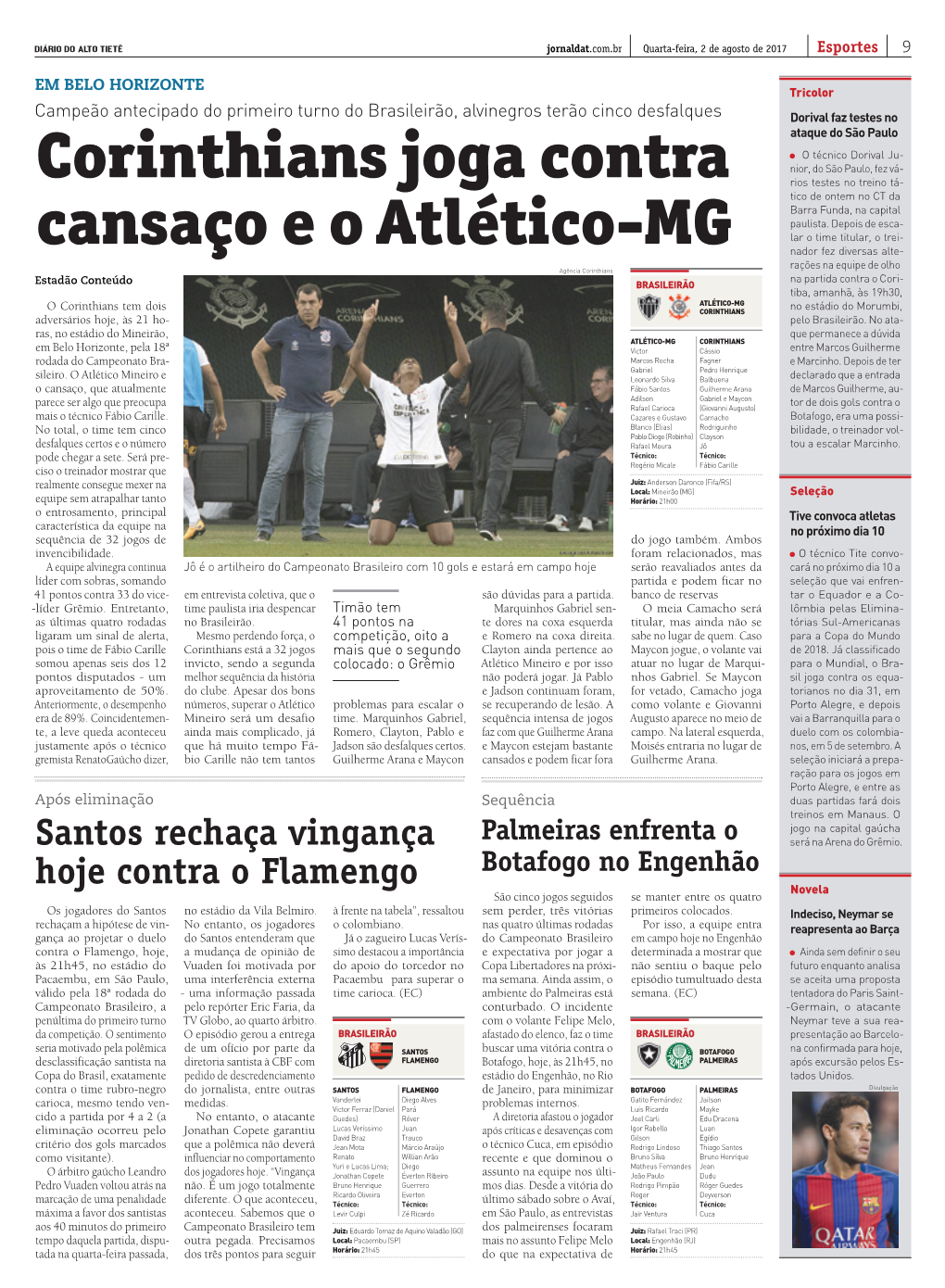 Corinthians Joga Contra Cansaço E O Atlético-MG