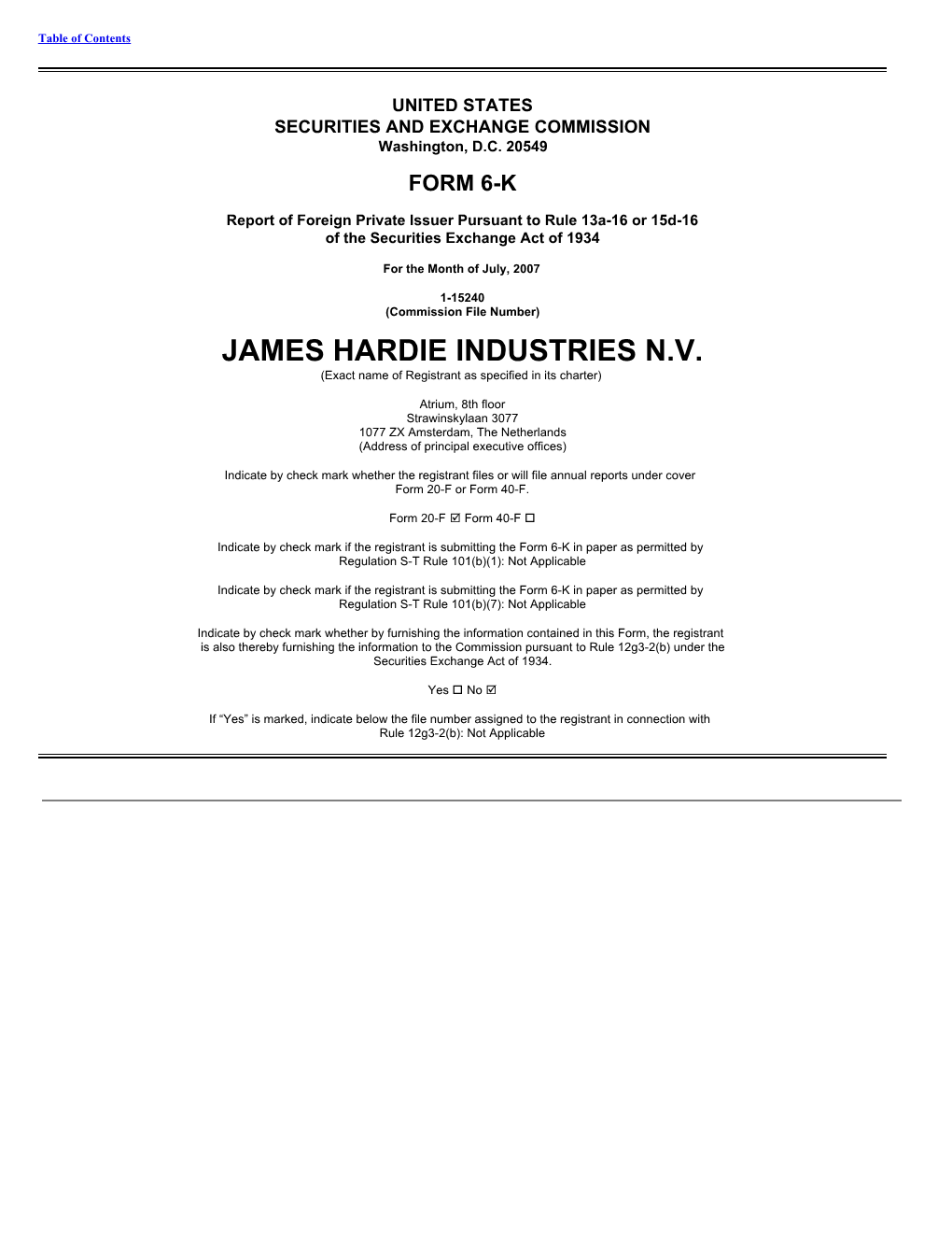 James Hardie Industries NV