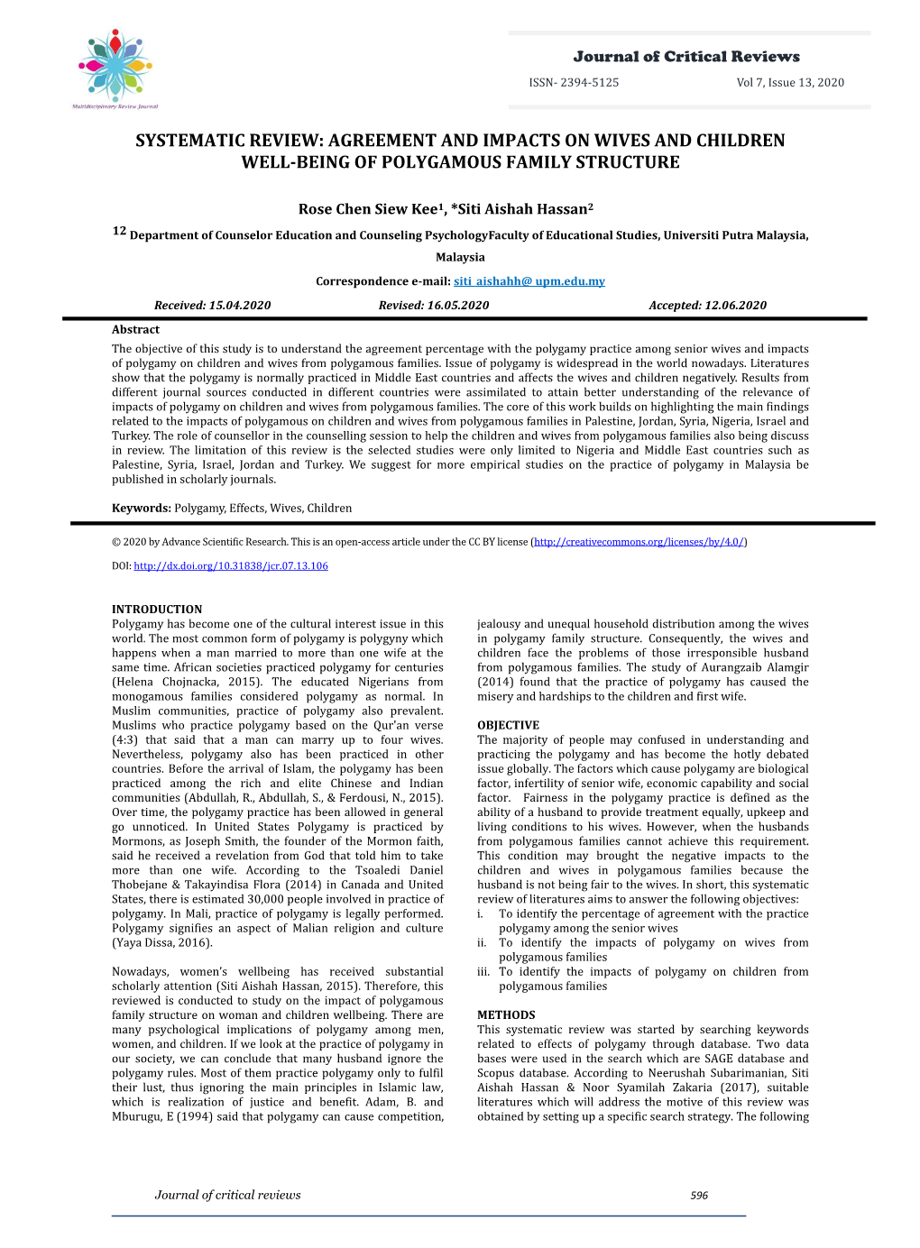 Agreement and Impacts on Wives and Children Well-Being of Polygamous Family Structure