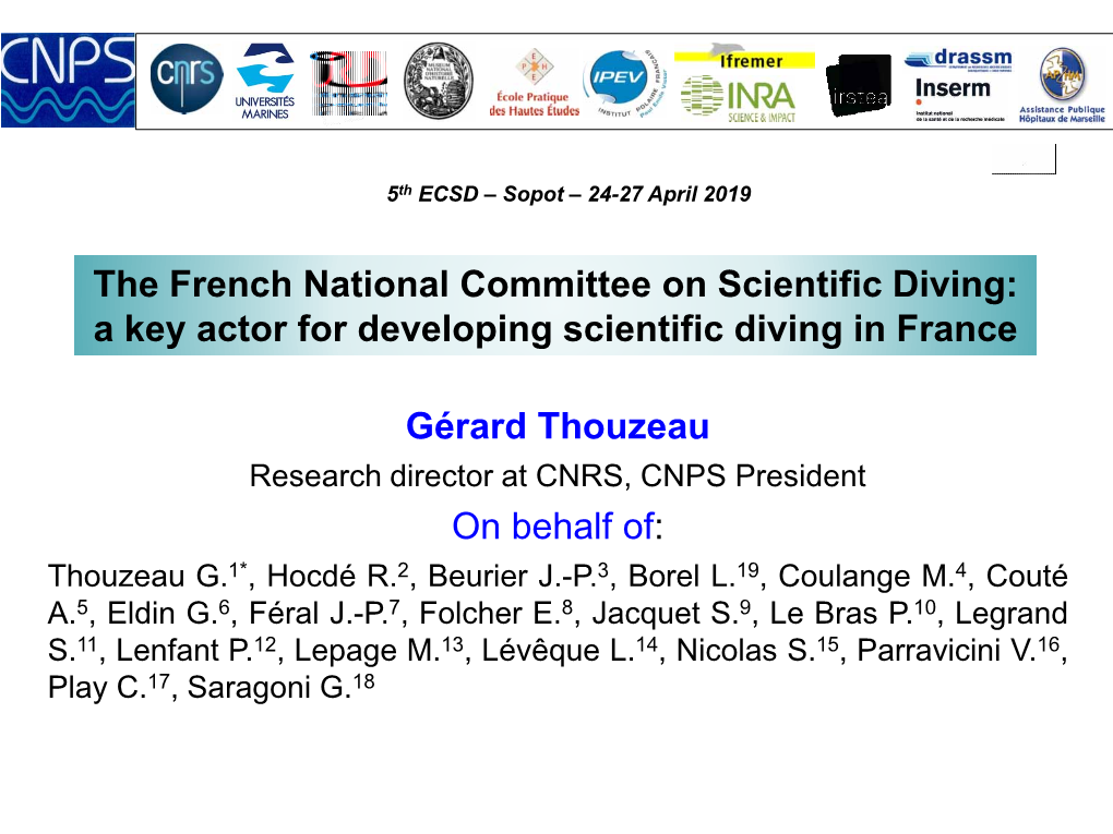 The French National Committee on Scientific Diving: a Key Actor for Developing Scientific Diving in France