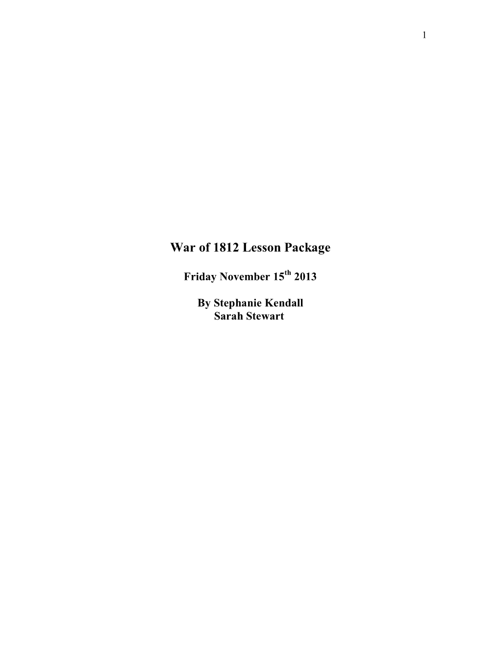 War of 1812 Lesson Package