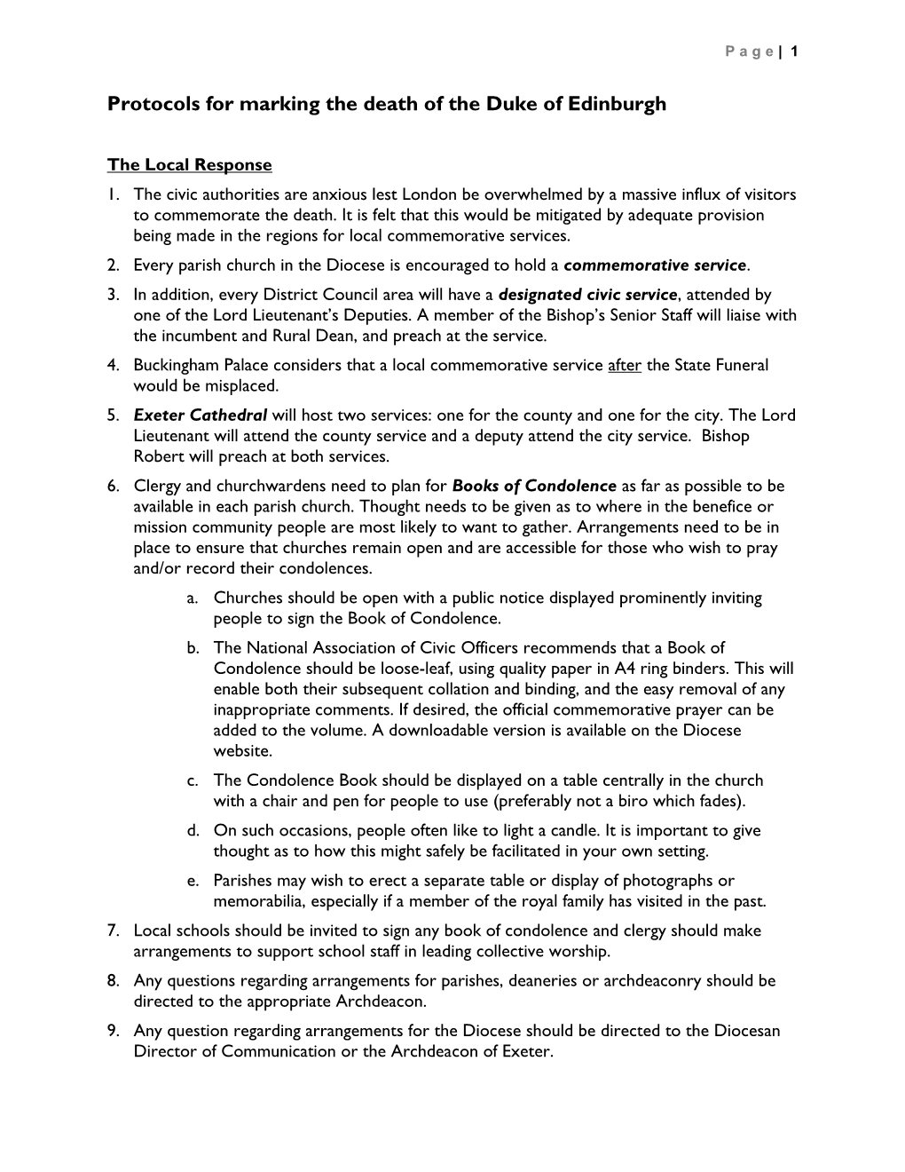 Protocols for Marking the Death of the Duke of Edinburgh