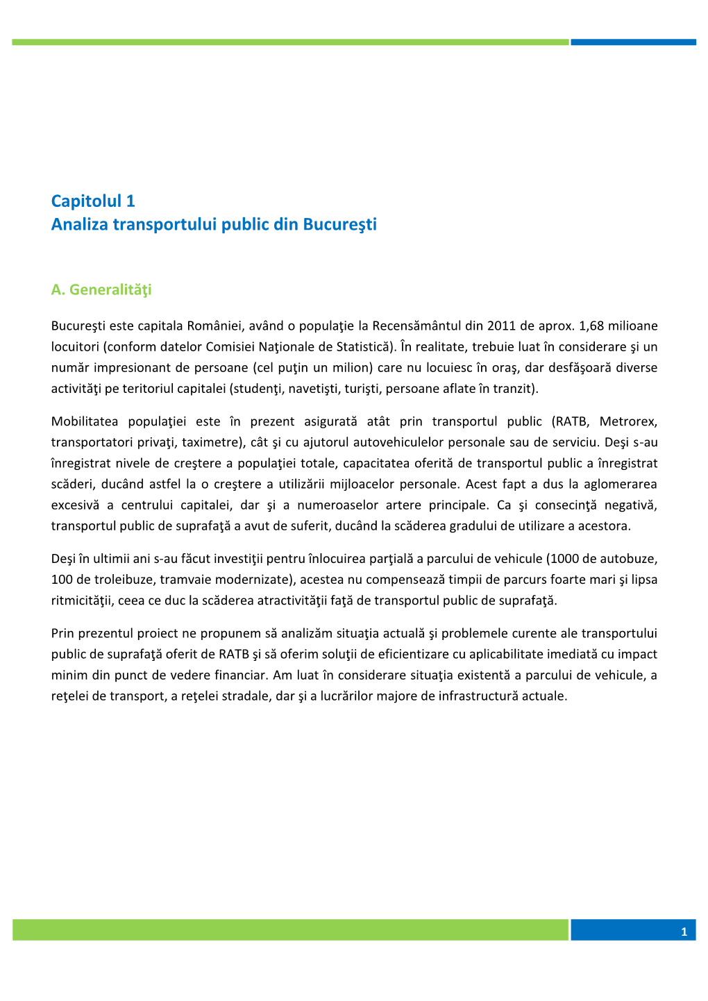 Capitolul 1 Analiza Transportului Public Din Bucureşti