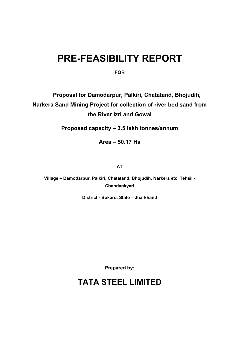 Pre-Feasibility Report