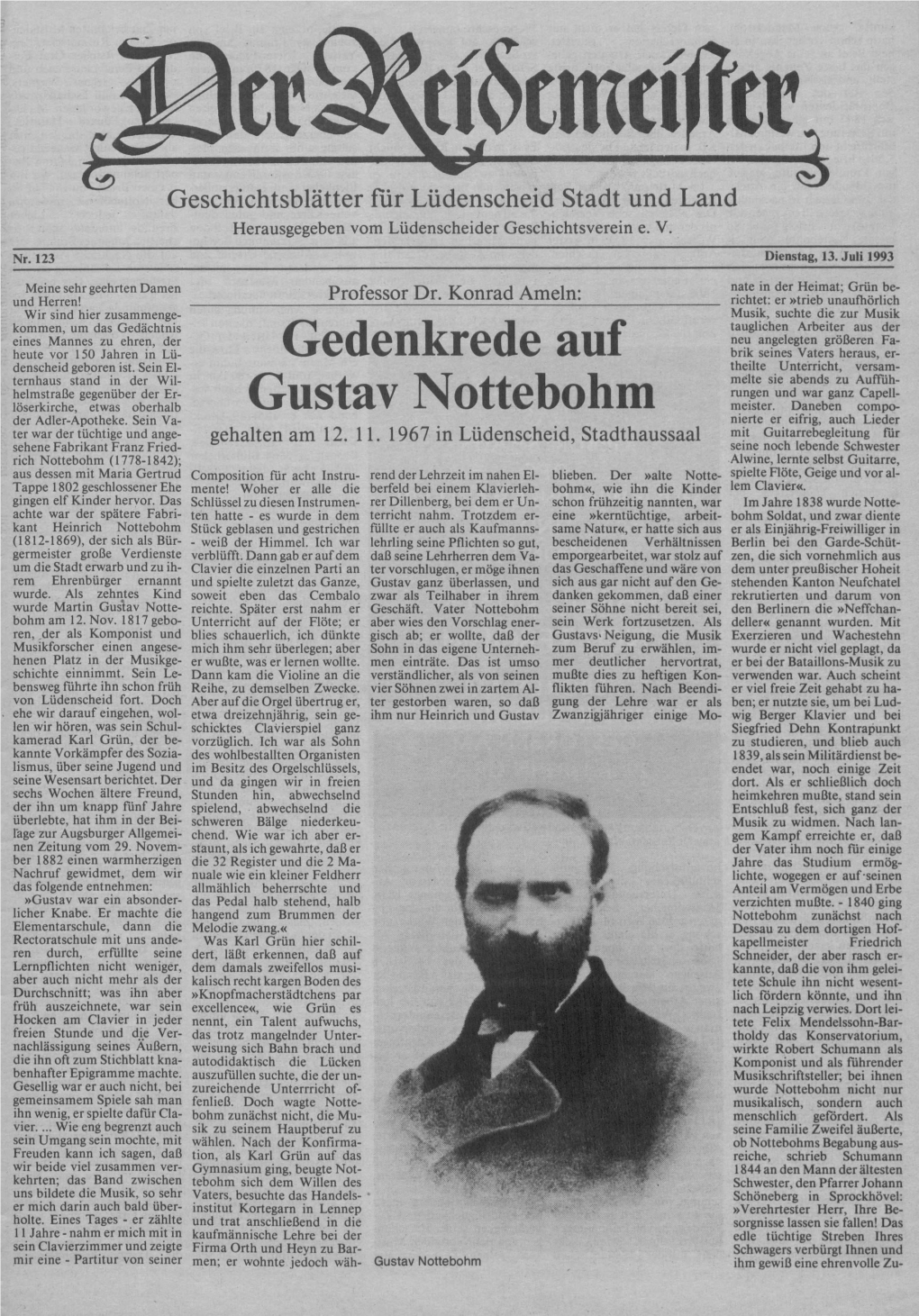 Gedenkrede Auf Gustav Nottebohm