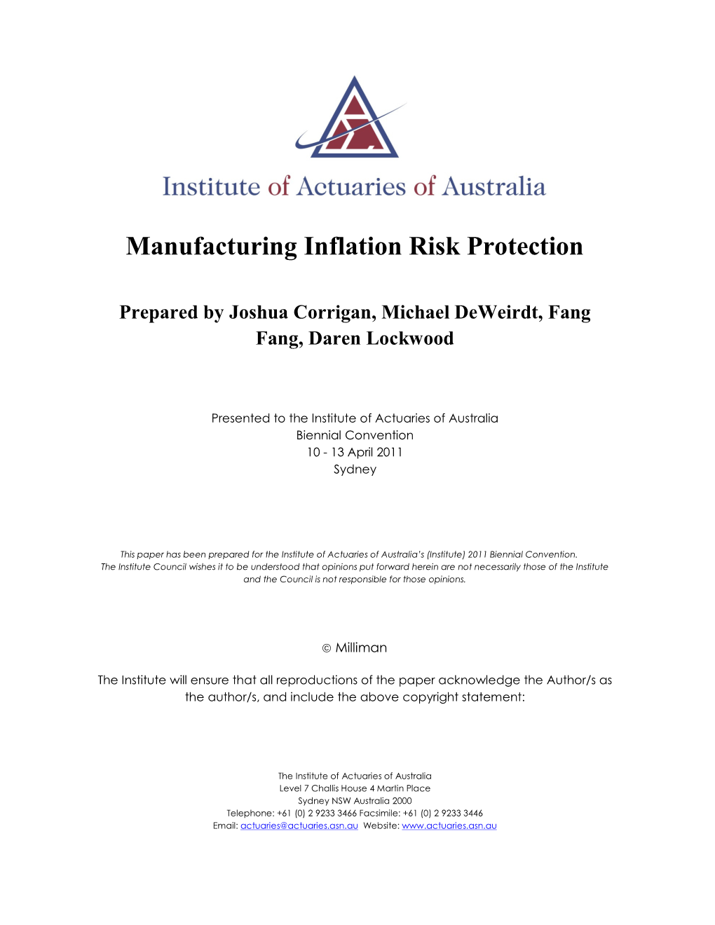 Manufacturing Inflation Risk Protection