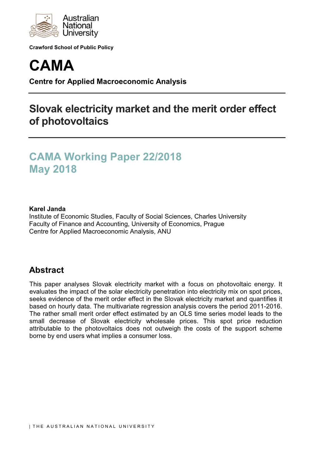 Slovak Electricity Market and the Merit Order Effect of Photovoltaics