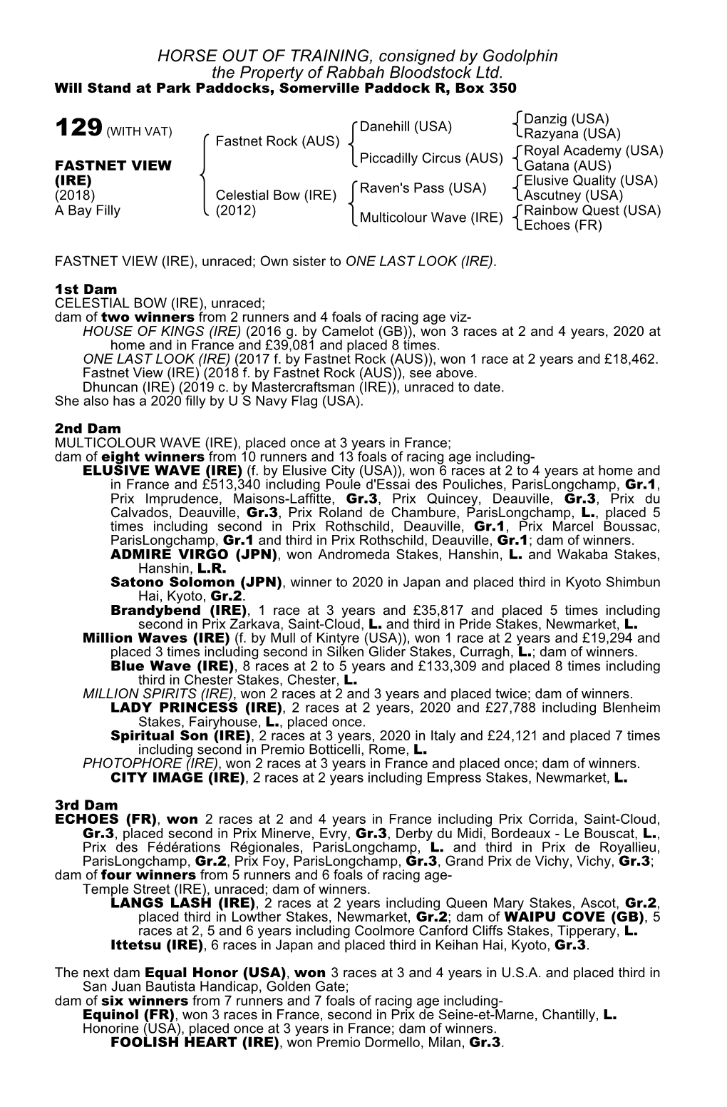 HORSE out of TRAINING, Consigned by Godolphin the Property of Rabbah Bloodstock Ltd