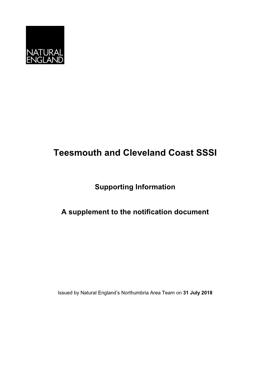 Teesmouth and Cleveland Coast SSSI: Supporting Information