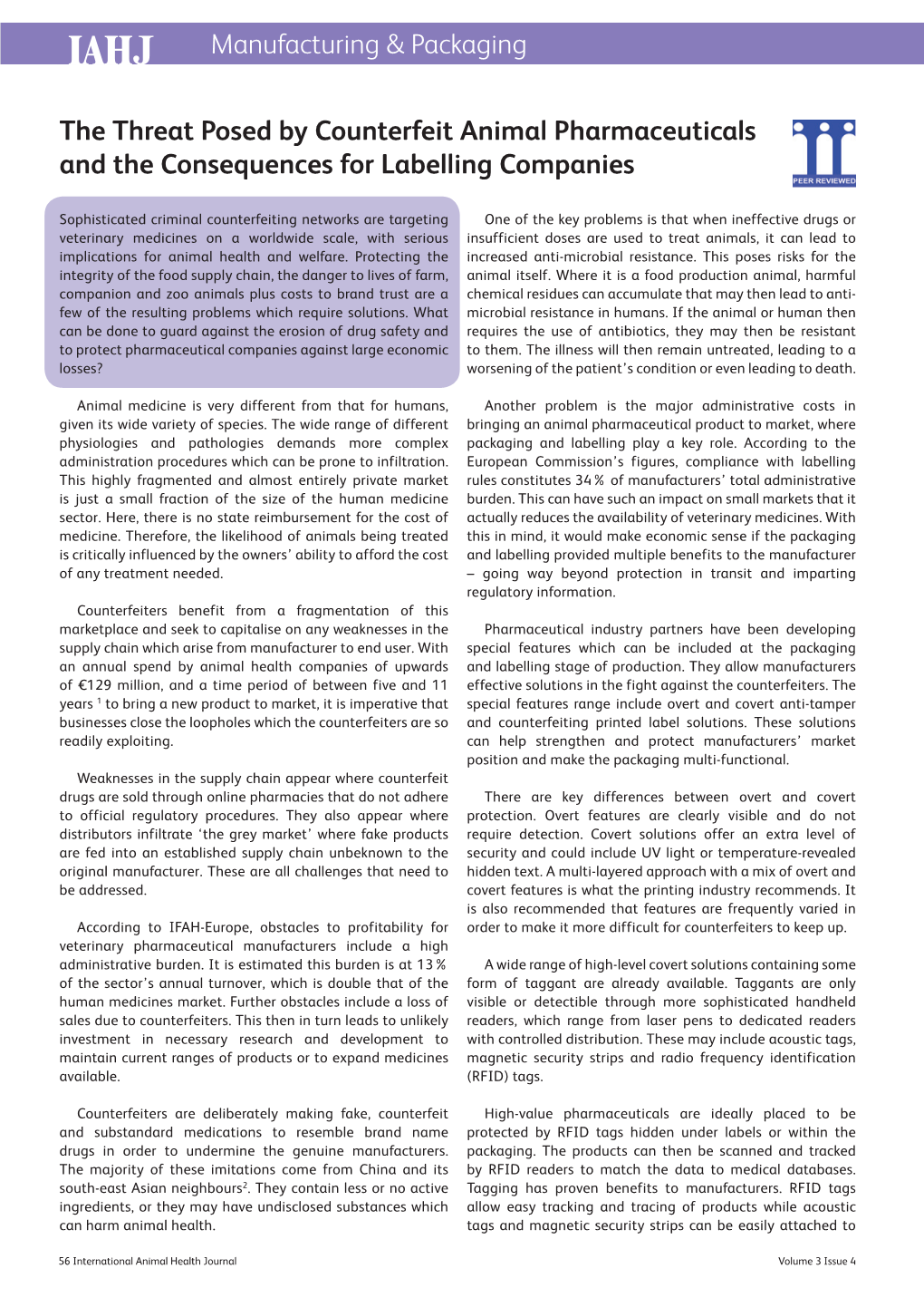 Chapter Title Manufacturing & Packaging the Threat Posed By