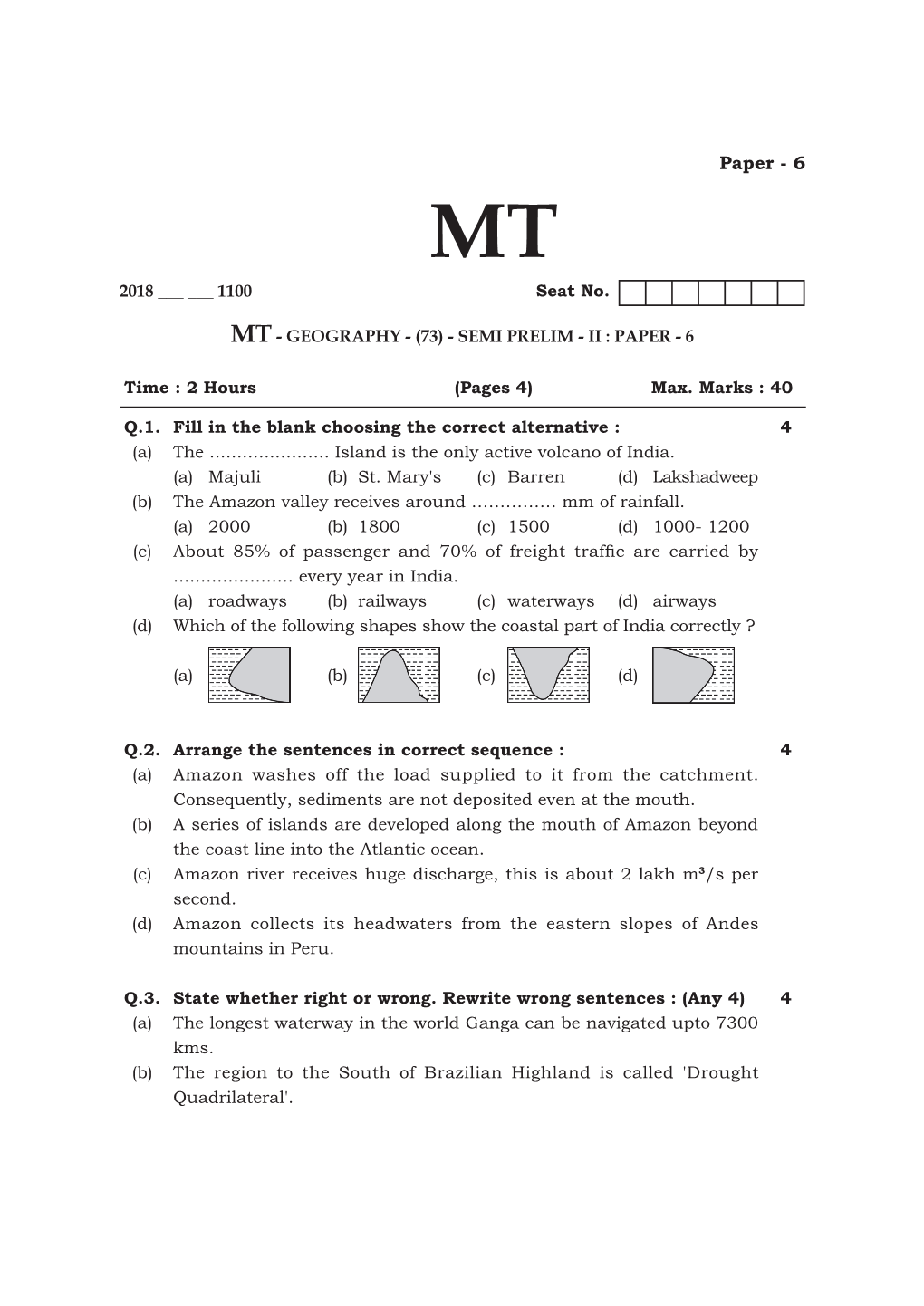 (73) - Semi Prelim - Ii : Paper - 6