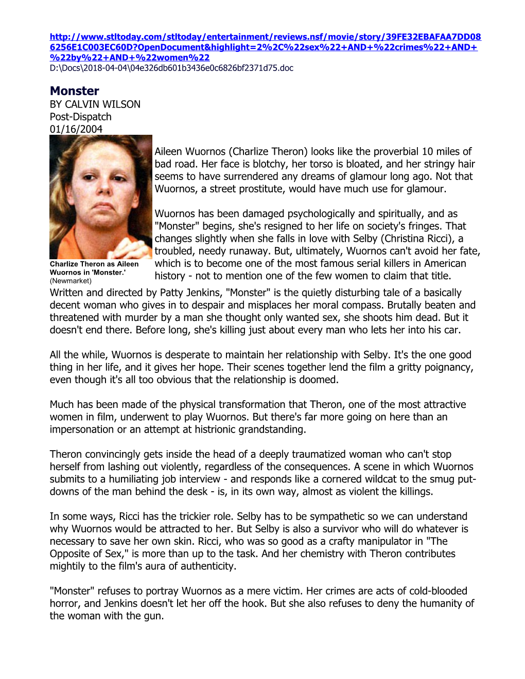 E: My Documents Women Behave Bad Aileen Wuornos