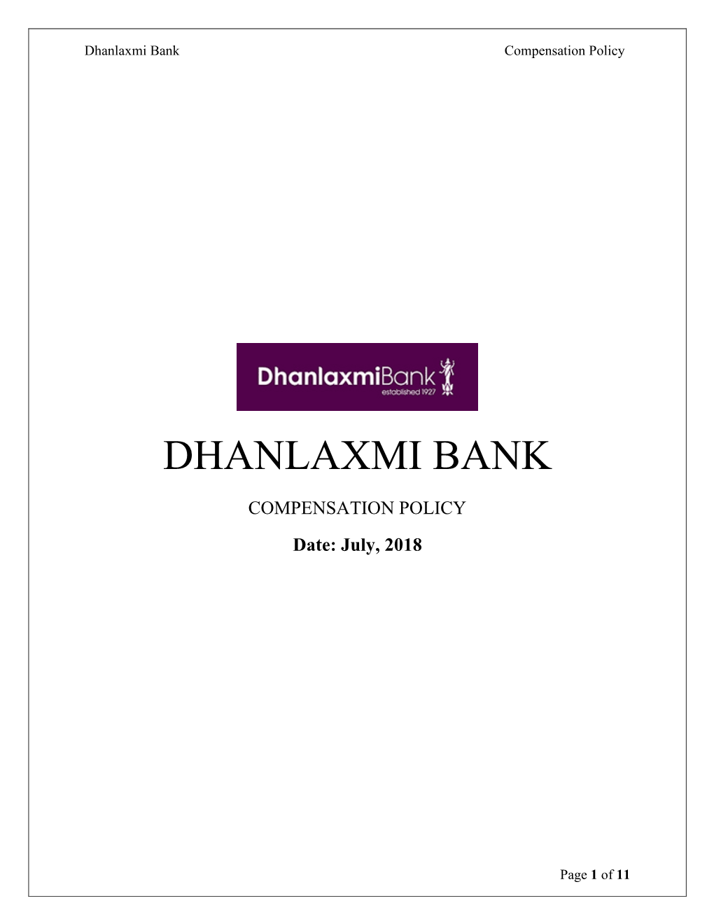 Dhanlaxmi Bank Compensation Policy