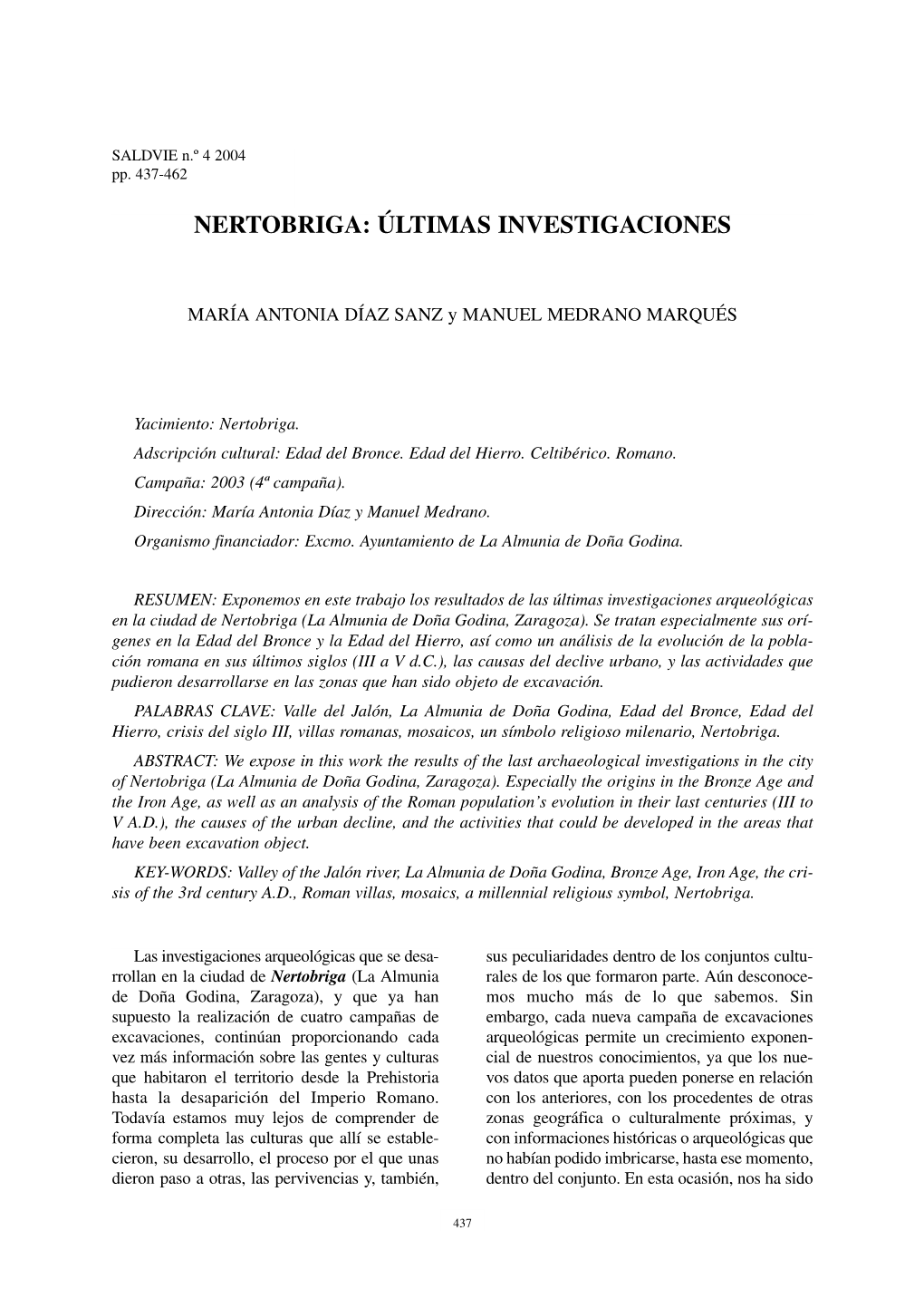 Nertobriga: Últimas Investigaciones