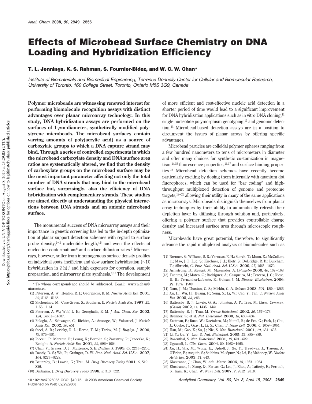 Effects of Microbead Surface Chemistry on DNA Loading and Hybridization Efficiency