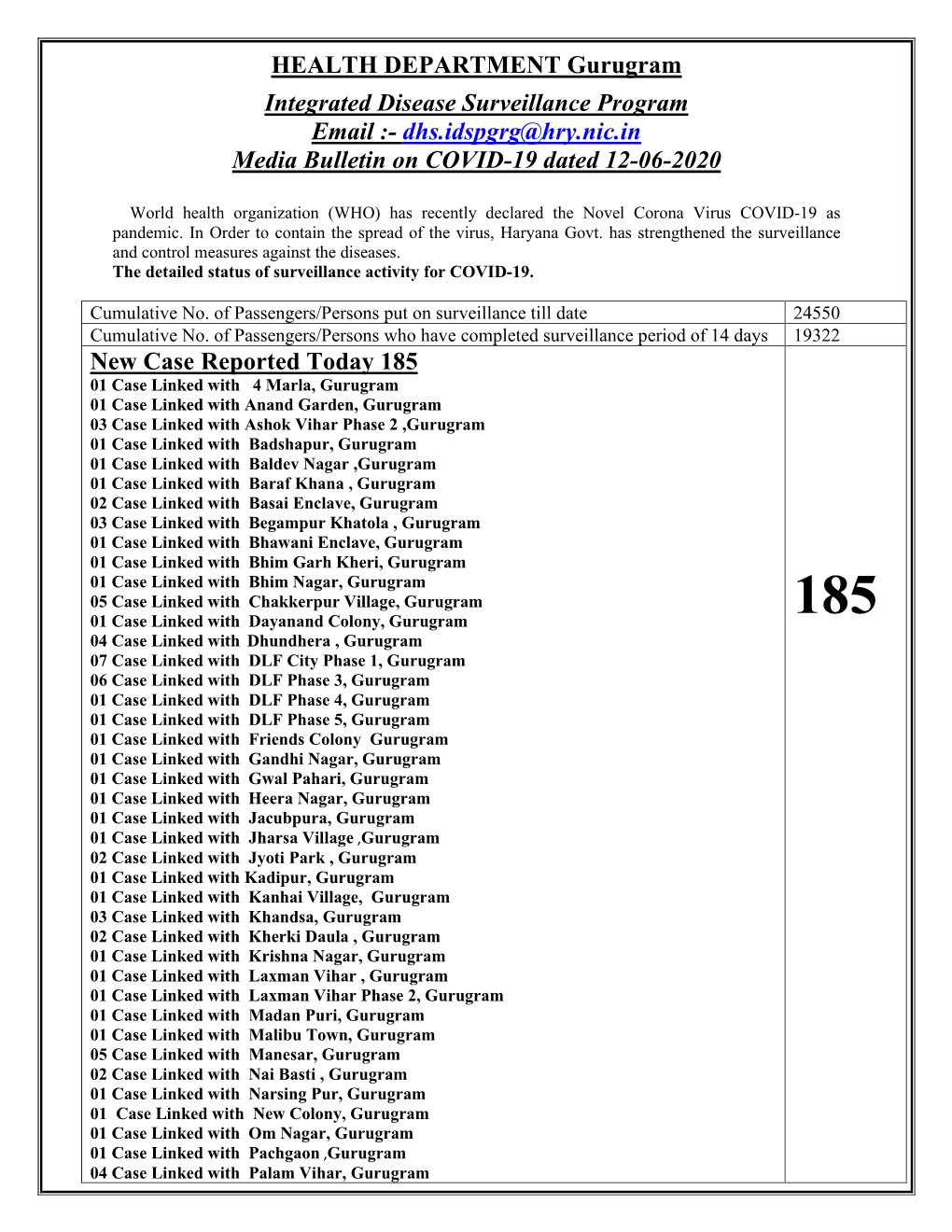 Media Bulletin on COVID-19 Dated 12-06-2020