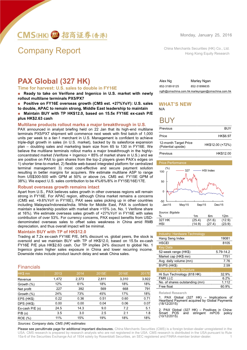 PAX Global (327 HK) Alex Ng Marley Ngan Time for Harvest: U.S