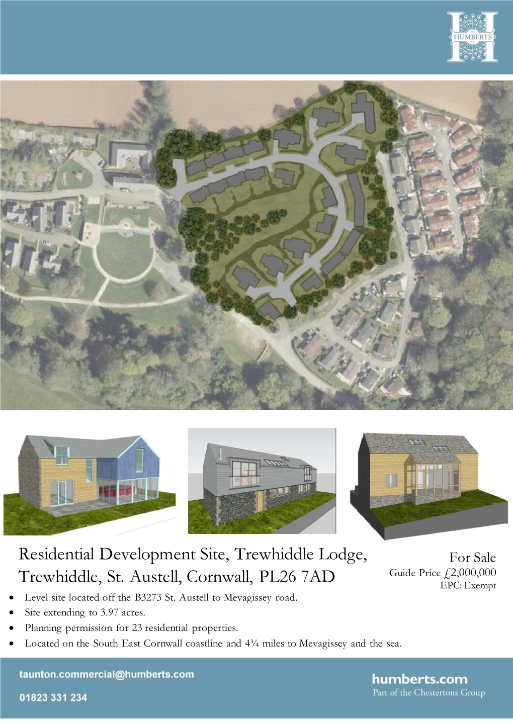 Residential Development Site, Trewhiddle Lodge, Trewhiddle, St. Austell, Cornwall, PL26