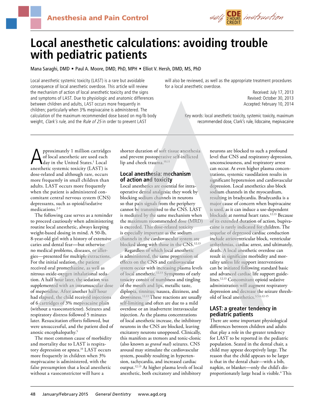 Local Anesthetic Calculations: Avoiding Trouble with Pediatric Patients