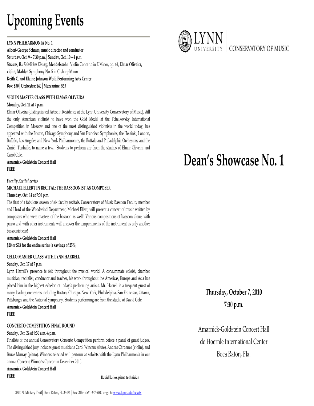 2010-2011 Dean's Showcase No. 1