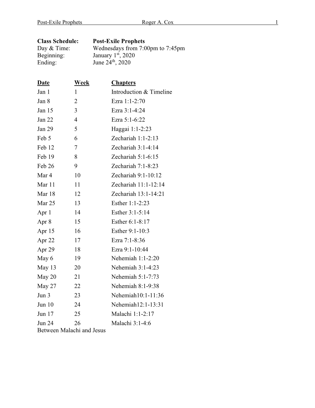 Class: 1St and 2Nd Corinthians