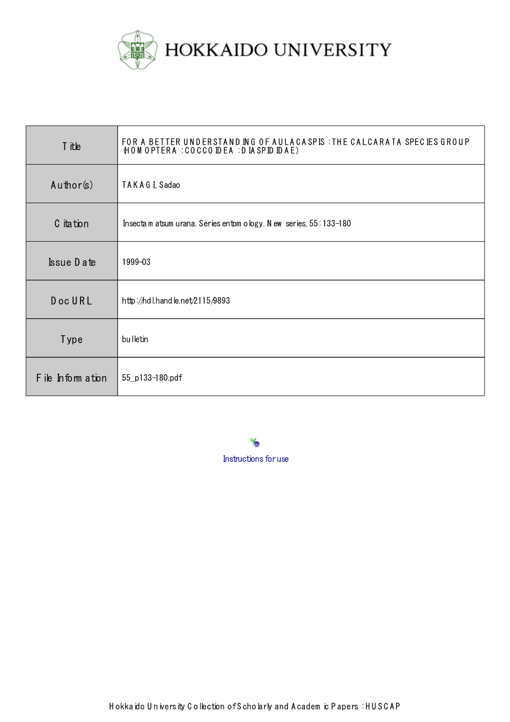 Title Author(S) Citation Issue Date Doc URL Type File Information