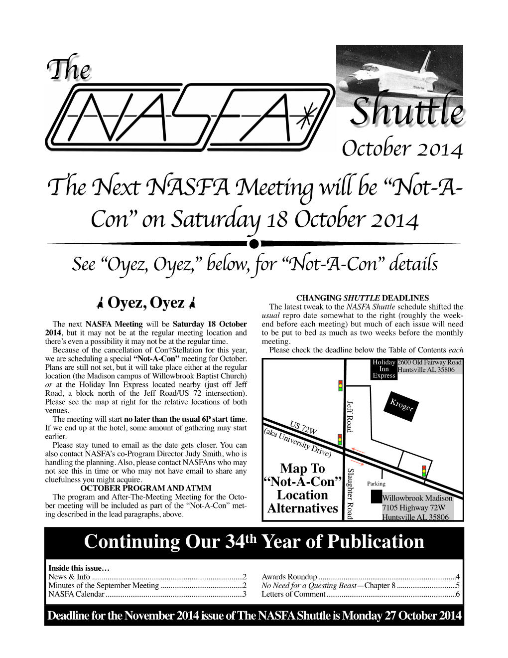 October 2014 NASFA Shuttle