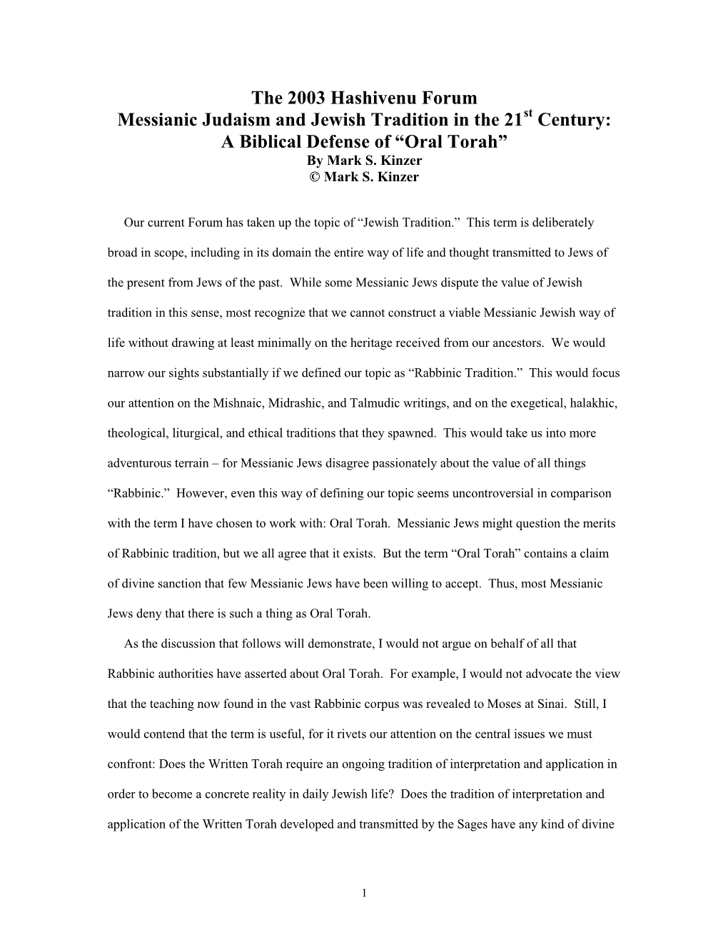 Century: a Biblical Defense of “Oral Torah” by Mark S