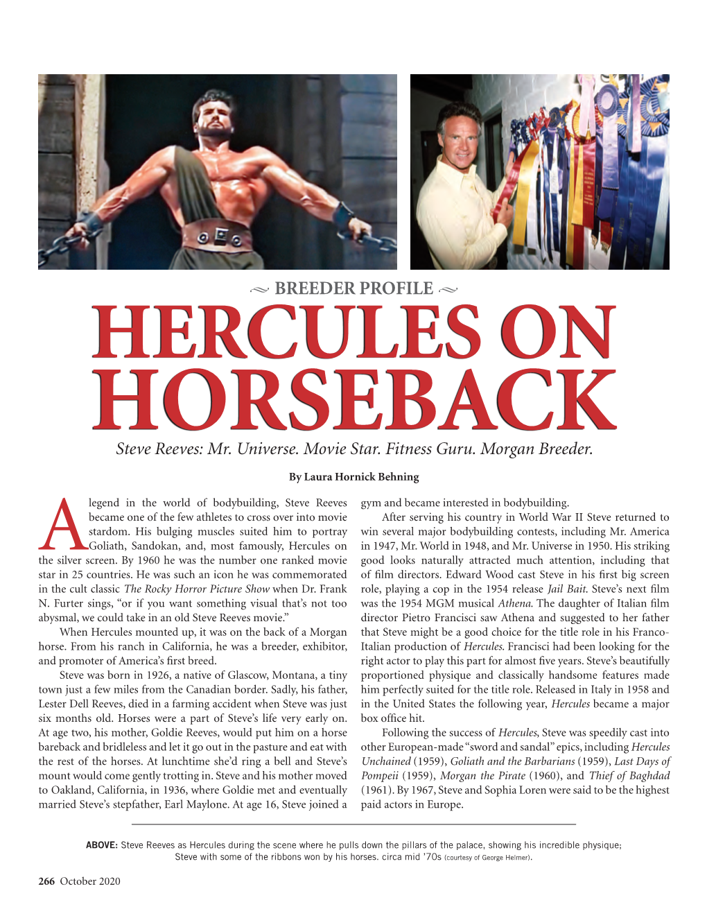 U BREEDER PROFILE U HERCULES on HORSEBACK Steve Reeves: Mr