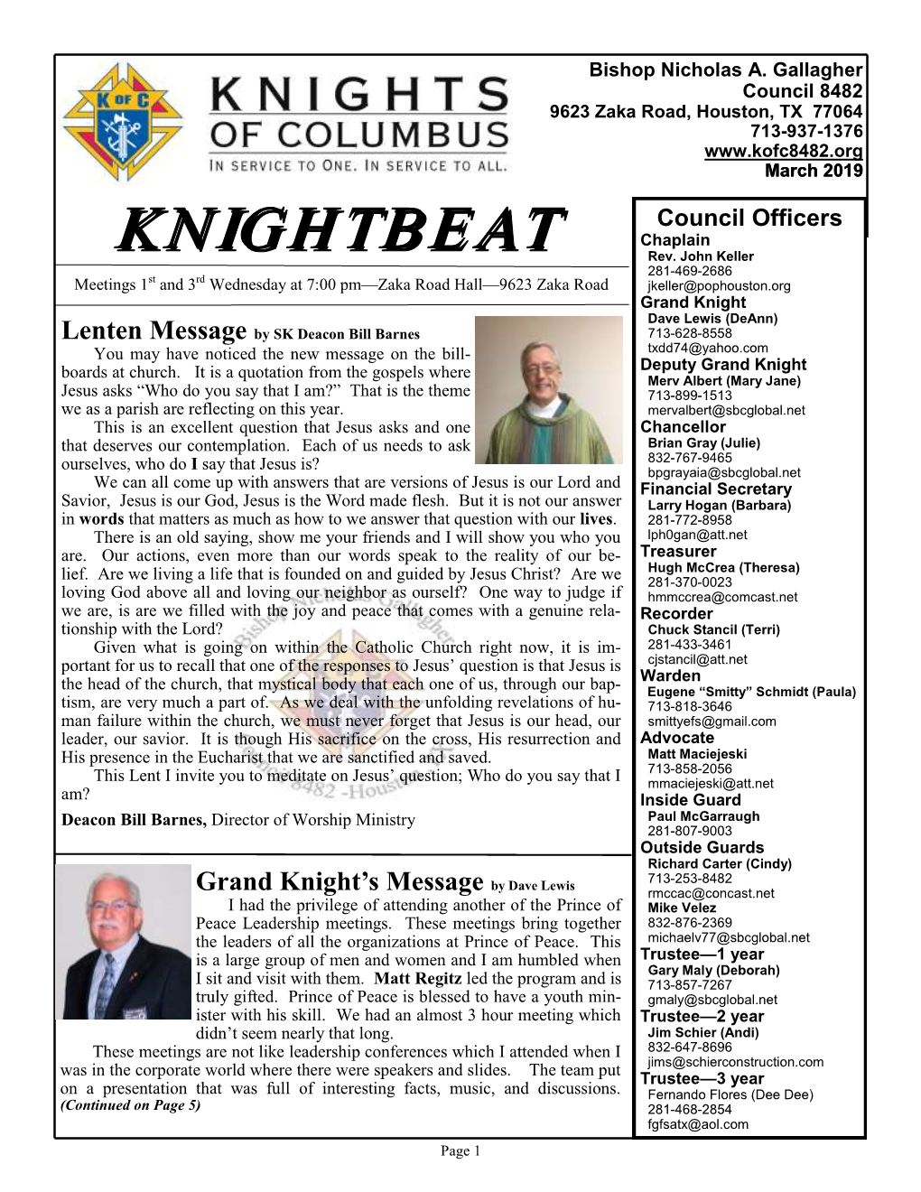 March 2019 KC 8482 Knightbeat Newsletter
