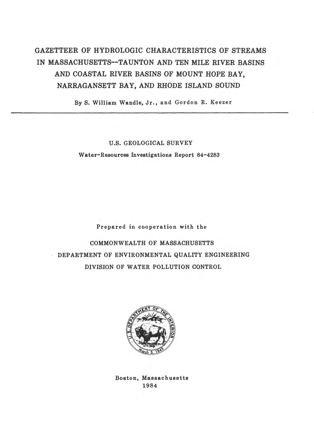 Gazetteer of Hydrologic Characteristics of Streams